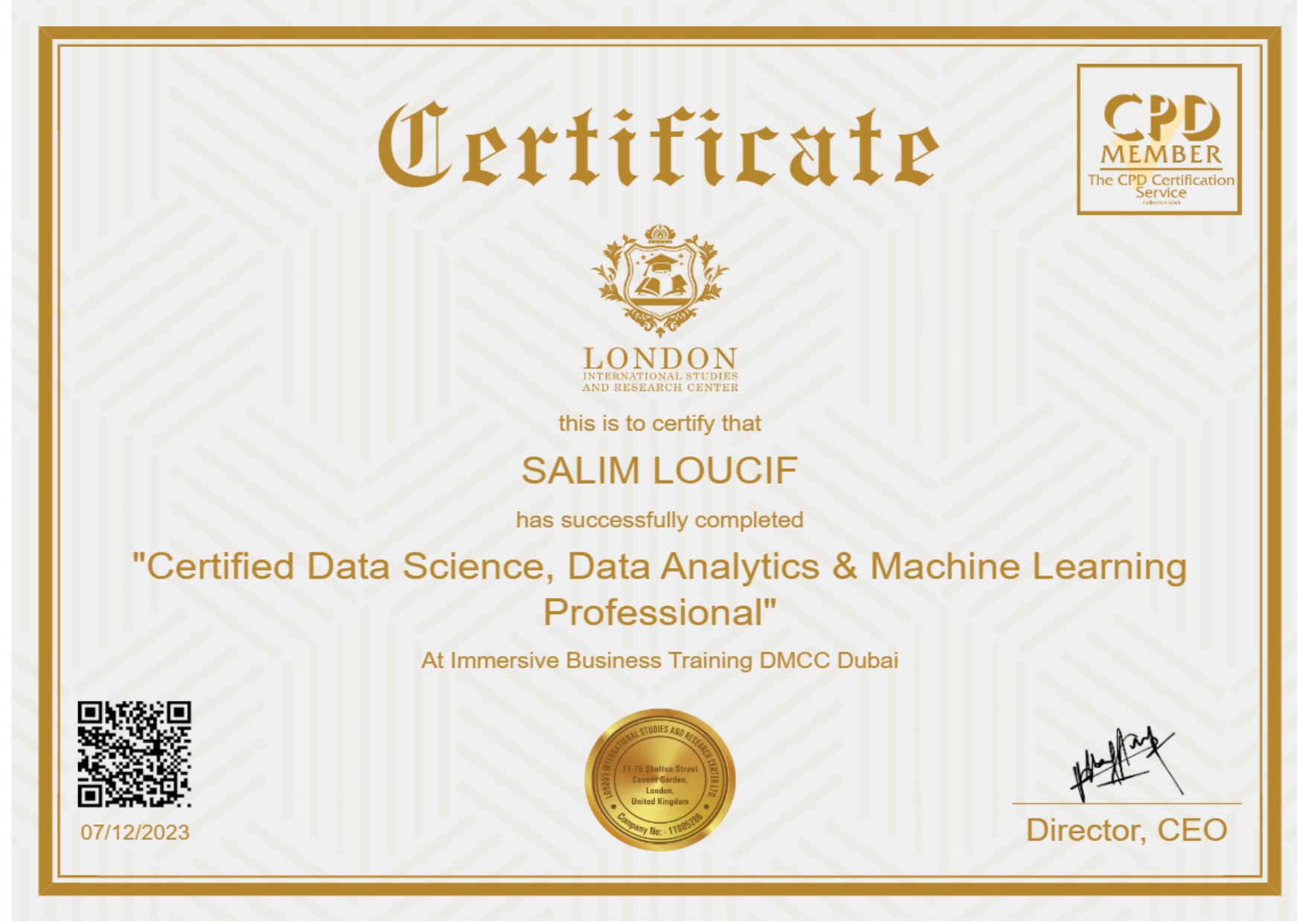 Certified Data Science, Data Analytics & Machine Learning Professional Certificate